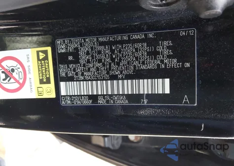 2012 Lexus Rx 350 из США, поврежденный, VIN 2T2BK1BA3CC153105